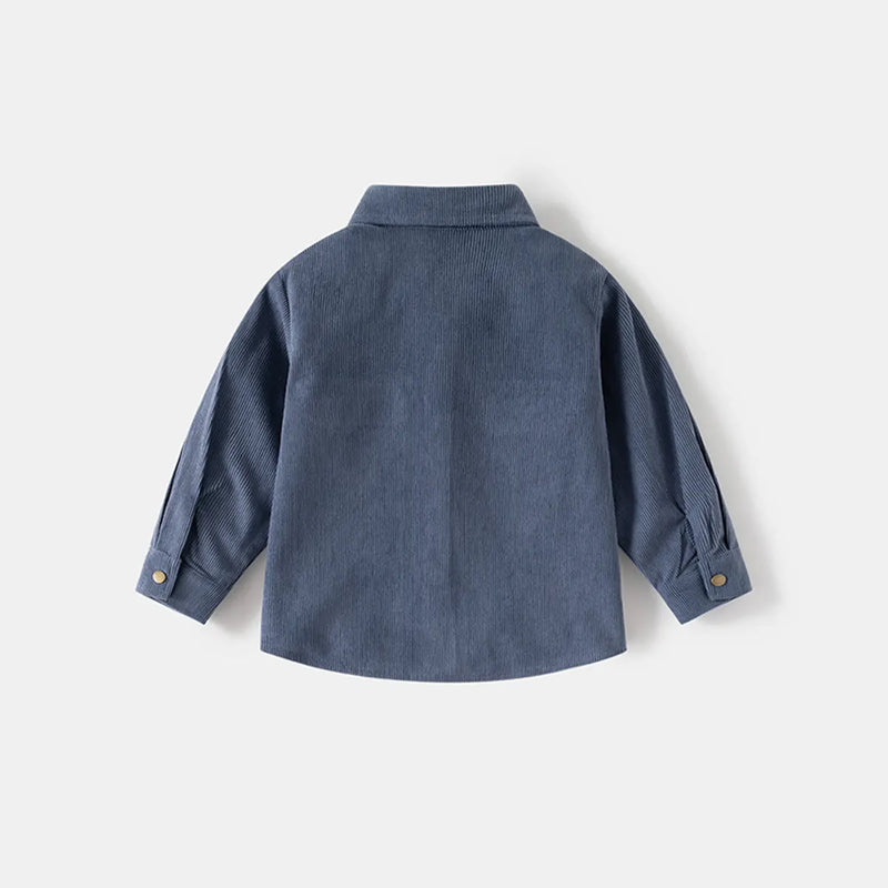 Boys Blue Corduroy Long Sleeves Shirts Shirts