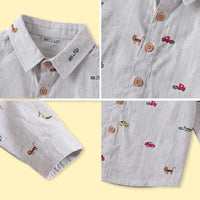 Boys Light Grey Graphic Long Sleeve Shirt Shirts