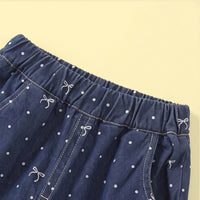 Girls Dark Blue Polka Dot Print Top With Pants Sets 2 pc. Sets