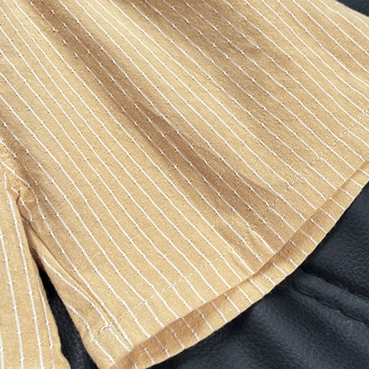 Boys Khaki Stripes Hal Ziper Polo T-Shirt With Shorts Sets Sets