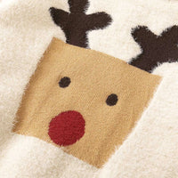 Boys Apricot Sweater With Self-Design Reindeer Pattern Sweaters & Cardigans