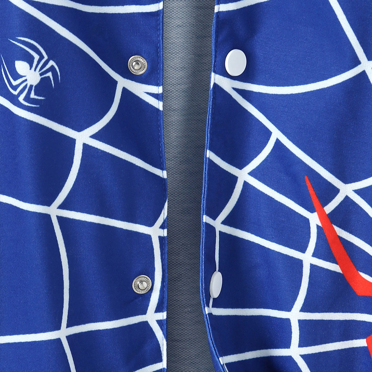 Boys Blue Spider Printed Varsity Jacket Coats & Jackets