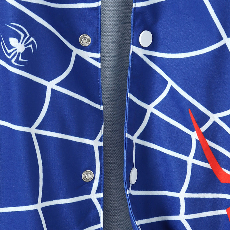 Boys Blue Spider Printed Varsity Jacket Coats & Jackets