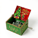 Kids Green Wooden Hand-Crank Christmas Music Box