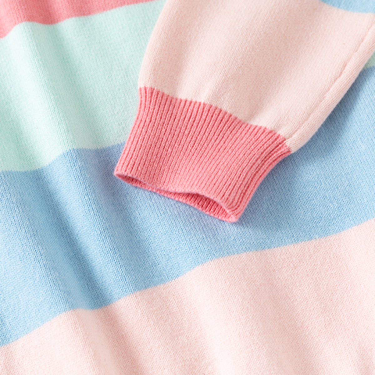 Girls Multicolor Regular Sweatshirt With Self-Design Stripe Patterns Sweaters & Cardigans