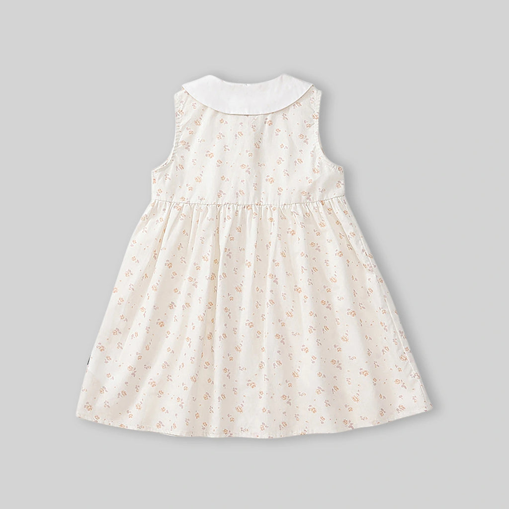 Girls Off-White Floral Printed Peter Pan Collar Fit & Flare Dress Casual Dresses