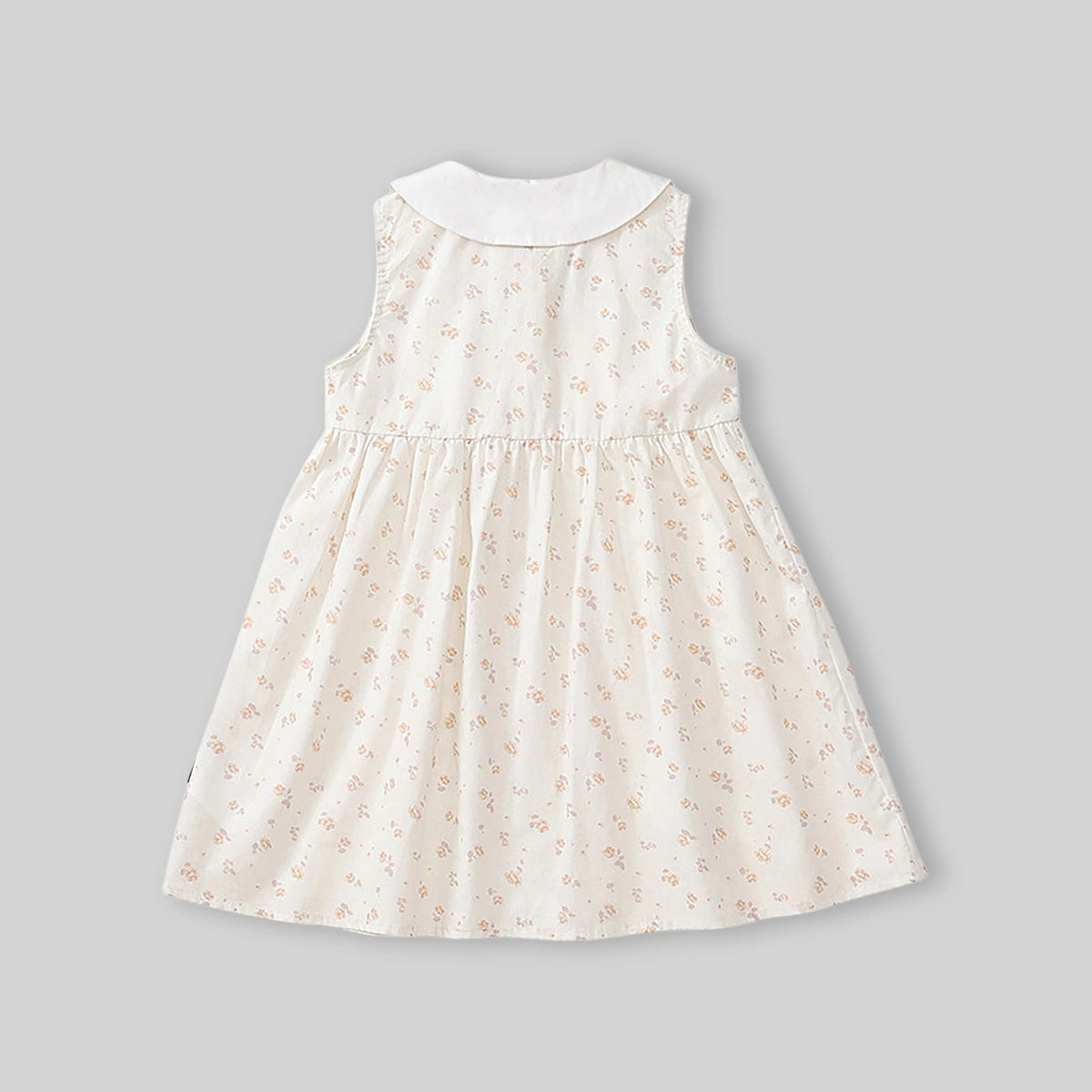 Girls Off-White Floral Printed Peter Pan Collar Fit & Flare Dress Casual Dresses