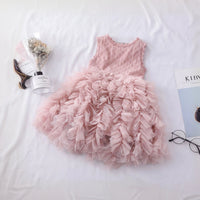 Girls Pink Ruffle Layered Fit & Flare Dress Party Dresses Pink 2-3 Y