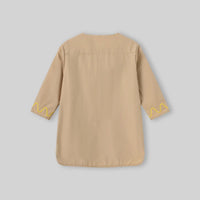 Boys Khaki Embroidered Kurta With Pajama Sets Ethnicwear Boys
