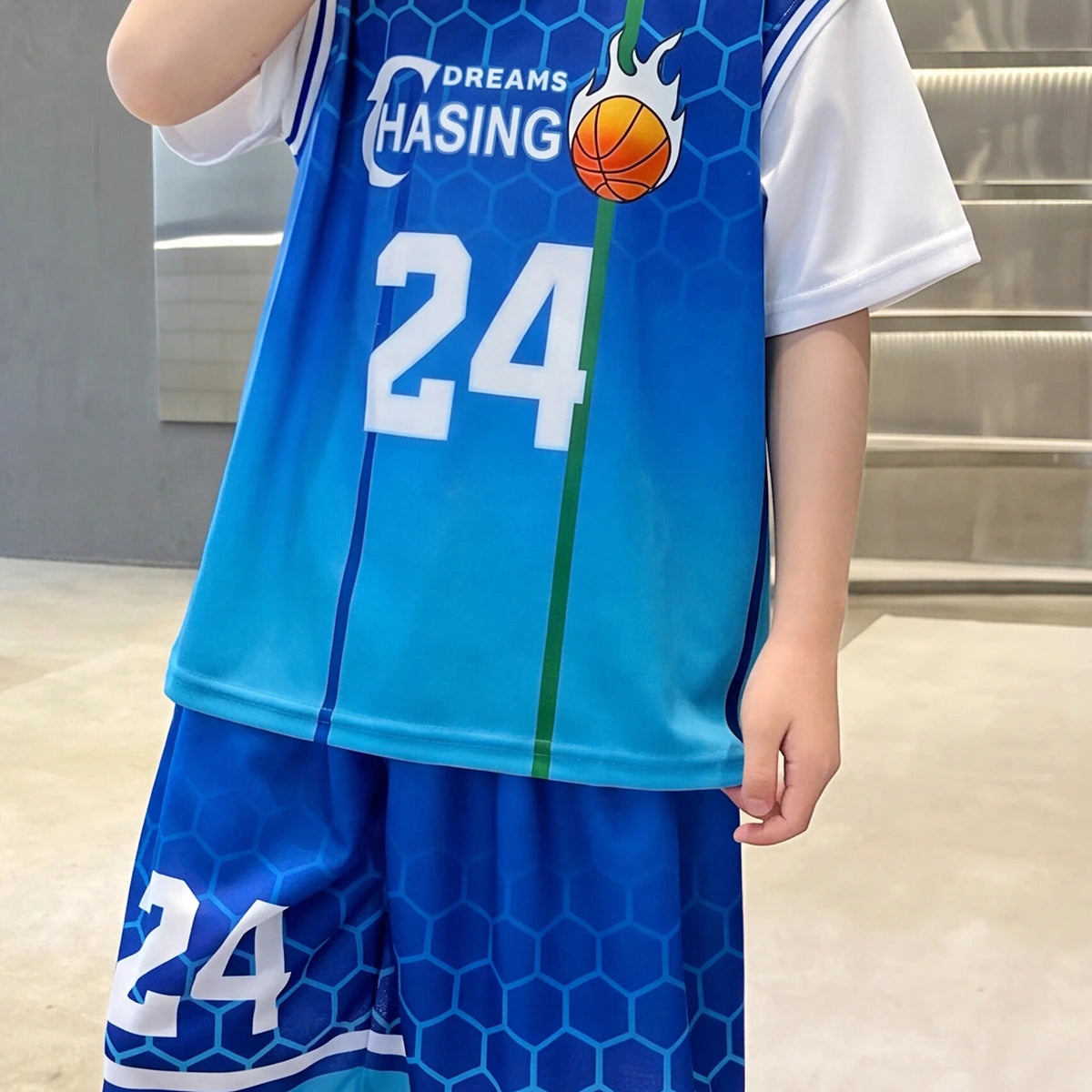 Boys Blue Typographic Print Short Sleeve T-Shirt With Shorts Sets 2 pc. Sets