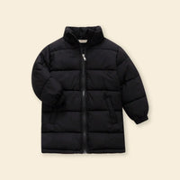 Girls Black Quilted High-neck Puffer Jacket With Side Pockets Coats & Jackets Black 3-4 Y