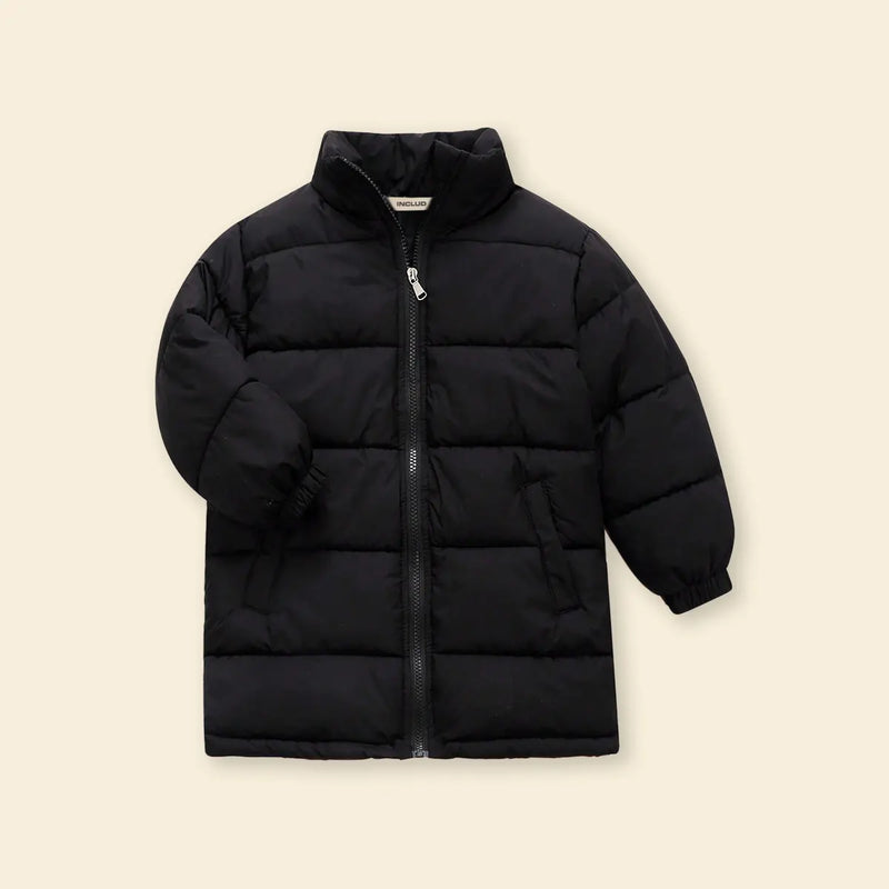 Girls Black Quilted High-neck Puffer Jacket With Side Pockets Coats & Jackets Black 3-4 Y