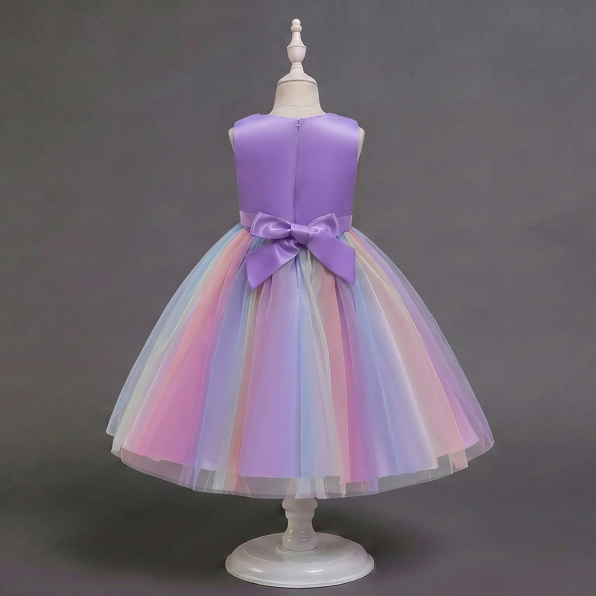 Girls Purple Sequin Embellished Fit & Flare Party Wear Dress With Flower Applique Party Dresses