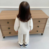 Girls Off White Fleece Zip-up Jacket With Jogger Co-ord Sets Sets