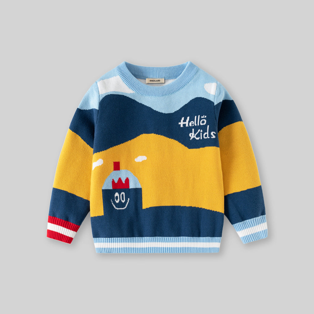 Boys Multicolor Self-Design Regular Sweater Sweaters & Cardigans