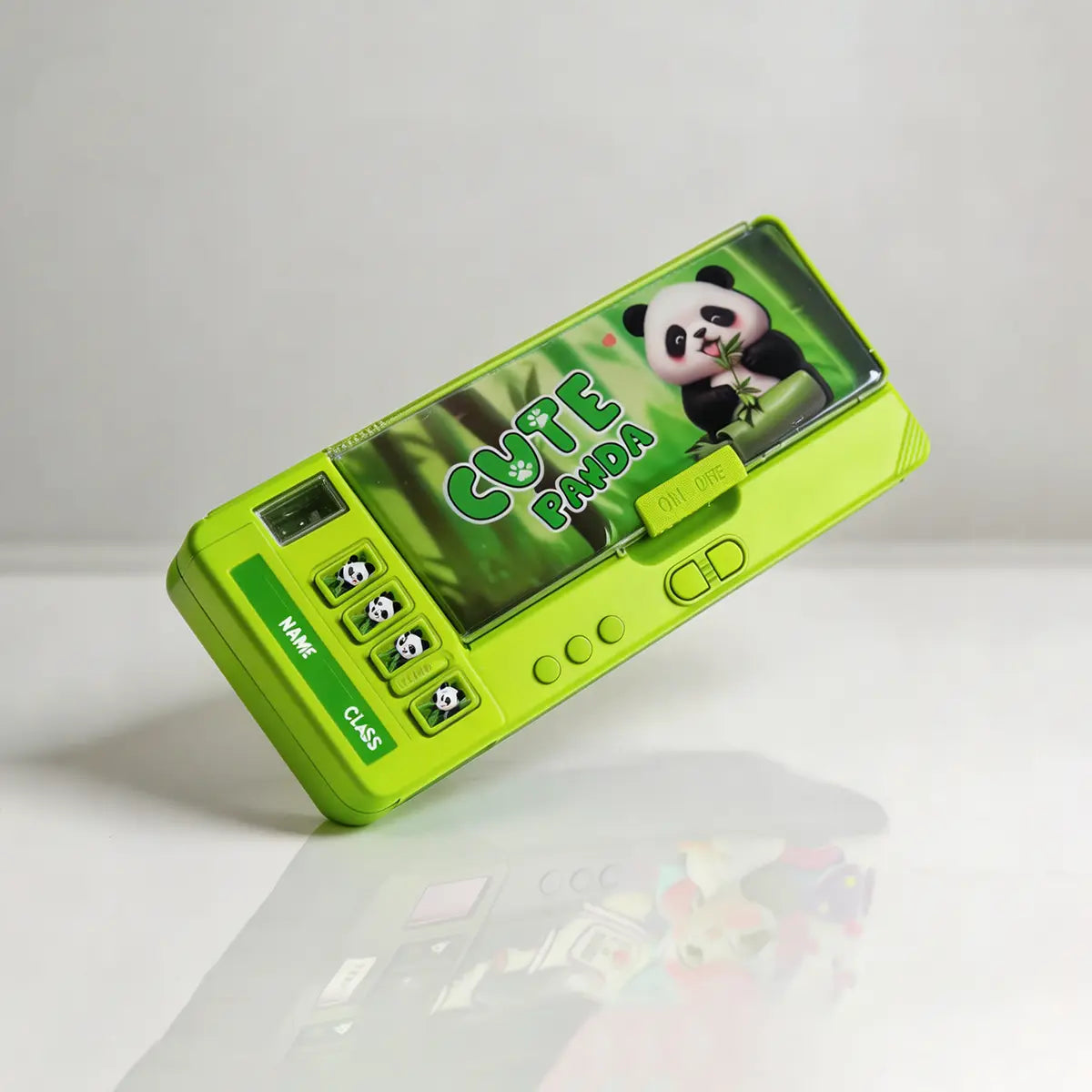 Panda Theme Magnetic Pencil Box Multi-Compartment School Stationery Box Trending Accessories Green Onesize