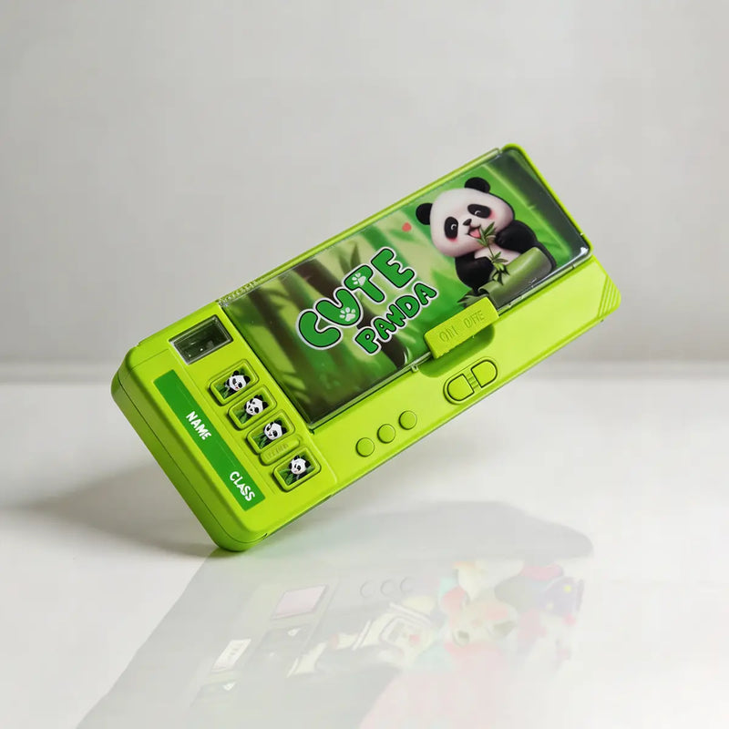Panda Theme Magnetic Pencil Box Multi-Compartment School Stationery Box Trending Accessories Green Onesize