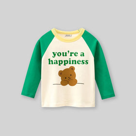 Girls Graphic Print Raglan Sleeves T-shirt Tshirts   