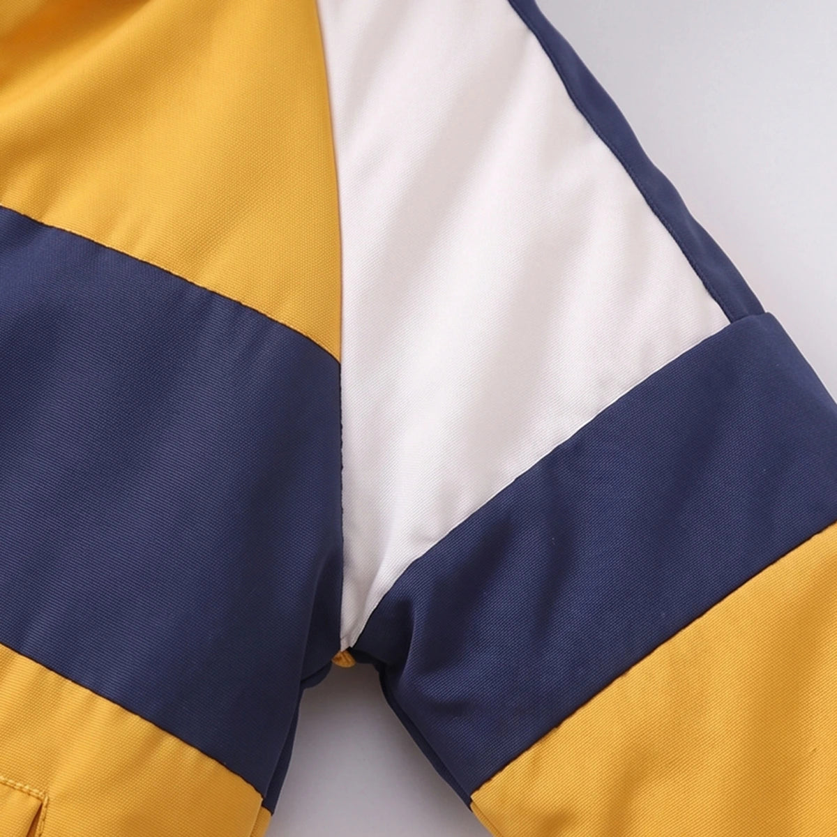 Boys Yellow Color-blocked Back Pocket Fleece Lined Jacket Coats & Jackets