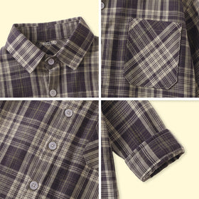 Boys Navy Blue Checked Long Sleeve Shirt Shirts