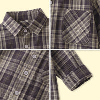 Boys Navy Blue Checked Long Sleeve Shirt Shirts