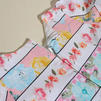 Girls Multicolor Floral Short Sleeve Fit & Flare Dress With Belt Casual Dresses