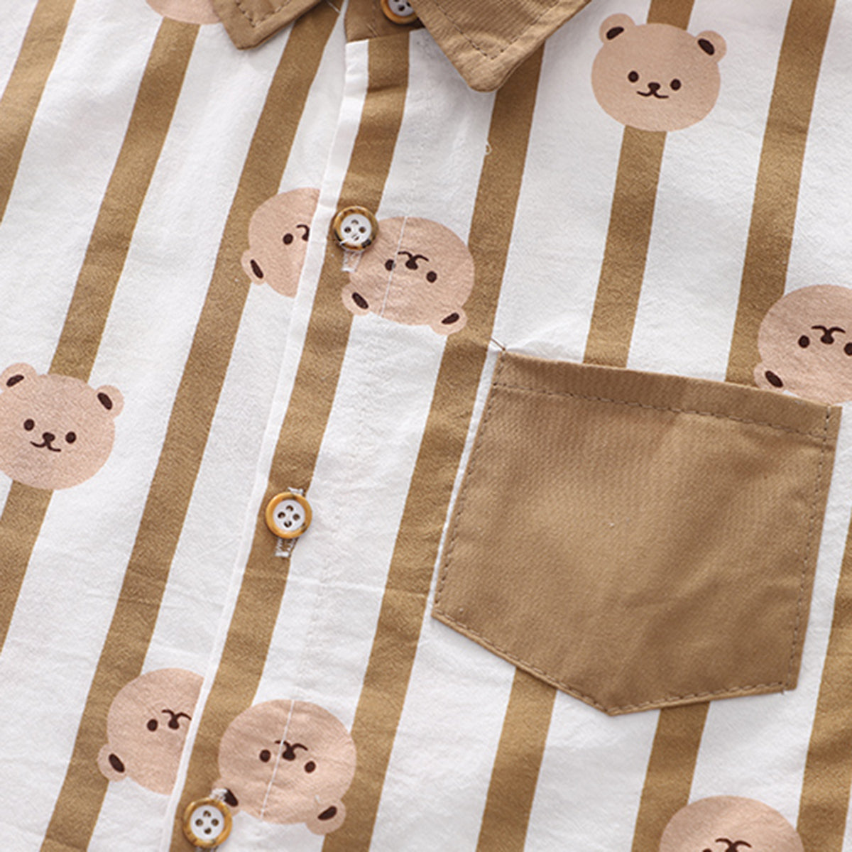 Boys Brown Striped Short Sleeves Shirt With Shorts Set 2 pc. Sets