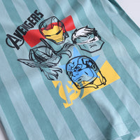 Boys Sea Green Avengers Characters T-Shirt With Elasticated Shorts Sets 2 pc. Sets