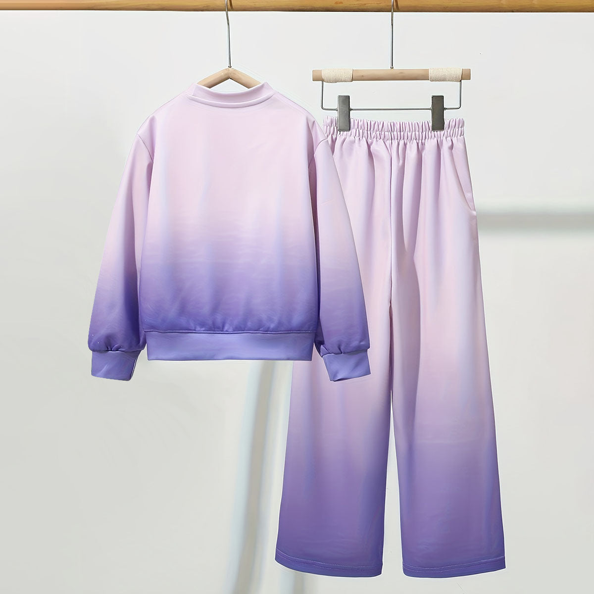 Girls Purple Typographic Printed Sweatshirt With Flared Pants Winter Co-ord Set 2 pc. Sets
