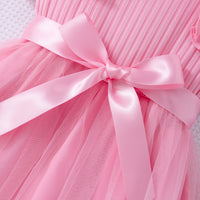 Girls Light Pink Flutter Sleeves Fit And Flared Dress Casual Dresses