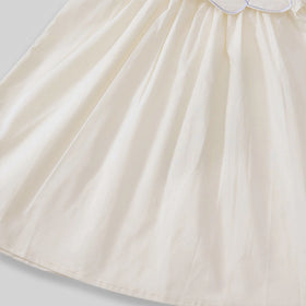 Girls Off-White Embroidered Puff Sleeve Fit & Flare Dress Casual Dresses