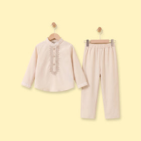Boys Beige Ethnic wear Long Sleeve Kurta With Pyjama Sets Ethnicwear Boys Beige 2-3 Y