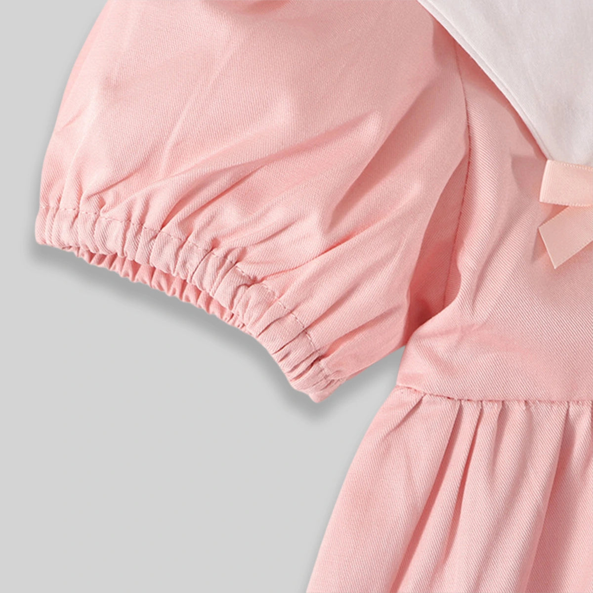 Girls Light Pink Floral Embroidered Peter Pan Collar Fit & Flare Dress Casual Dresses