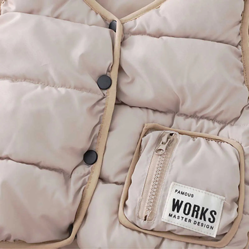 Boys Beige Sleeveless Puffer Jacket Coats & Jackets