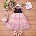 Girls Pink Heart Applique Sleeveless Fit & Flare Dress Casual Dresses Pink 1-2 Y