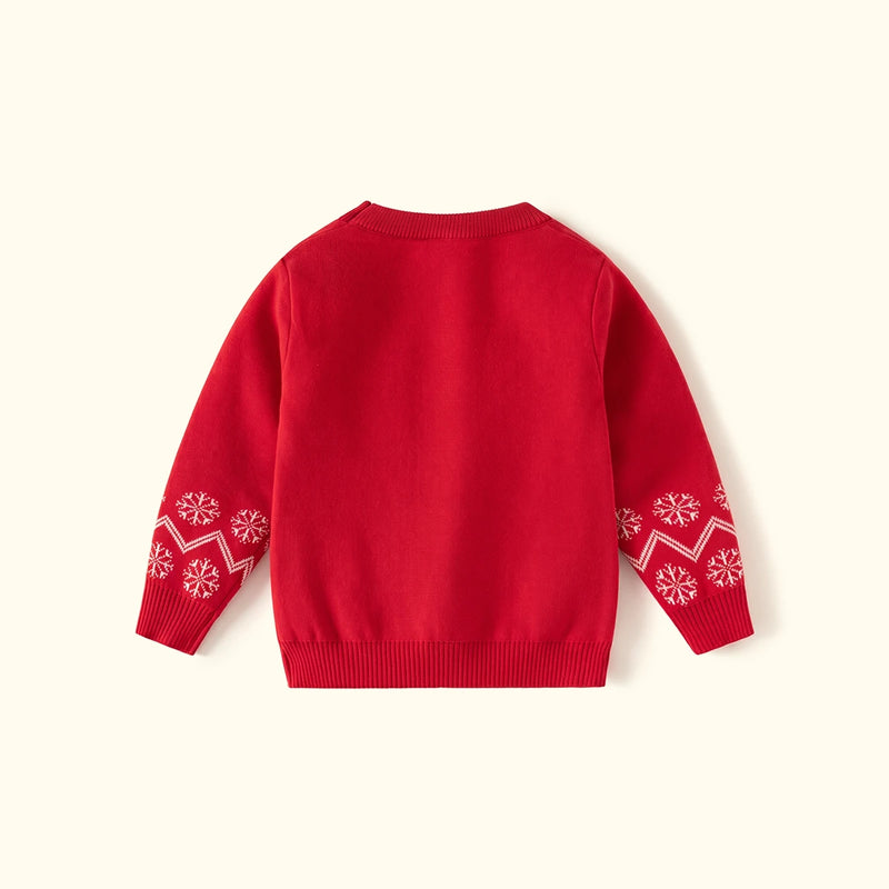 Boys Red Snowman Graphic Long Sleeve Sweater Sweaters & Cardigans