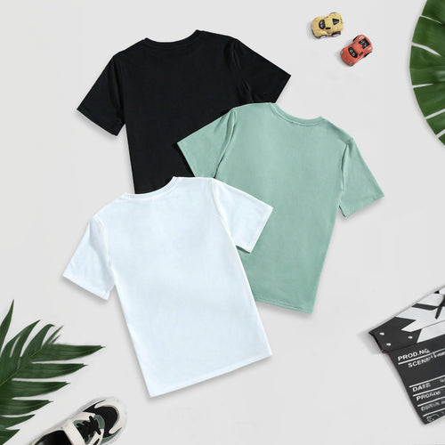 Boys Multicolor Short Sleeve Round Neck Tshirt (Pack Of 3 ) Tshirts