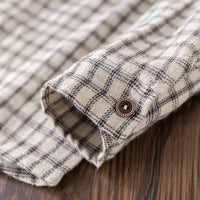 Boys Brown Sleeveless Cardigan With Long Sleeve Checked Shirt & Pants Set Sets