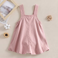 Girls Pink Heart Applique Sleeveless Pinafore Dress Casual Dresses