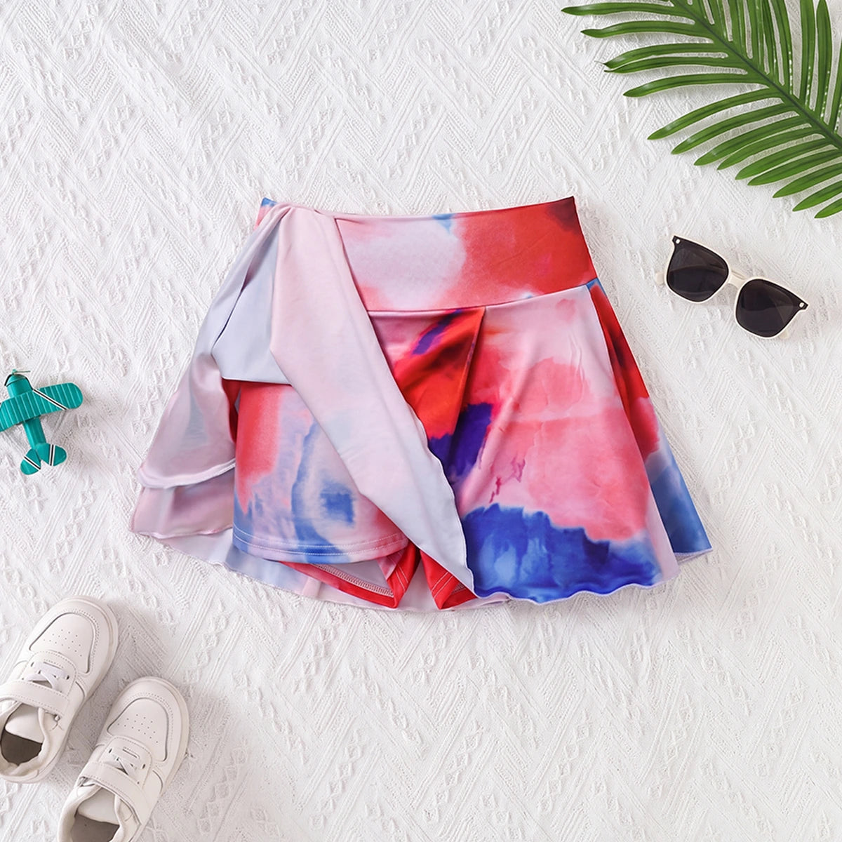 Girls Multicolor Tie & Die Print Flared Skorts Pack Of 3 Skirts