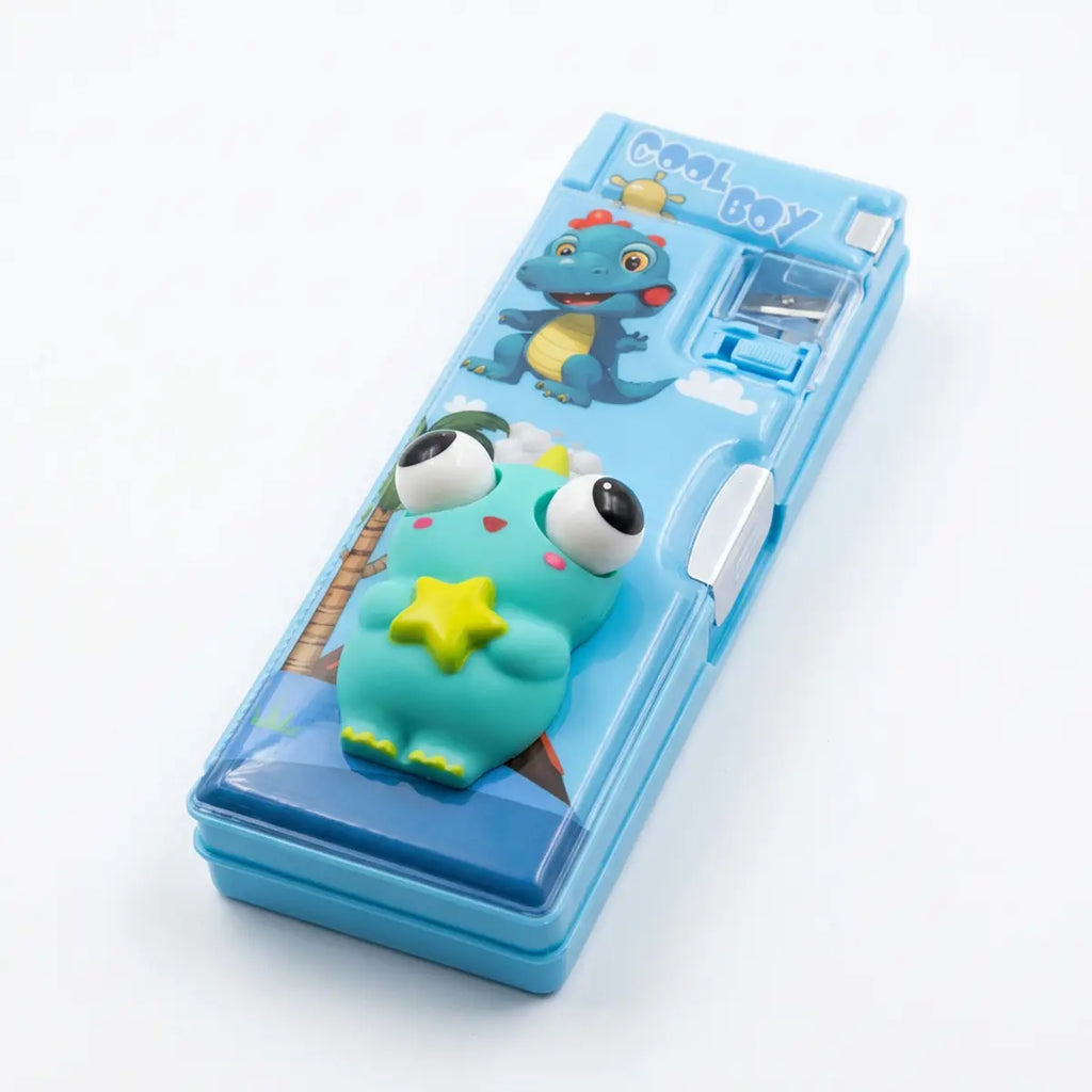 Dinosaur Kids Pencil Box with Sharpener Trending Accessories Sky Blue Onesize
