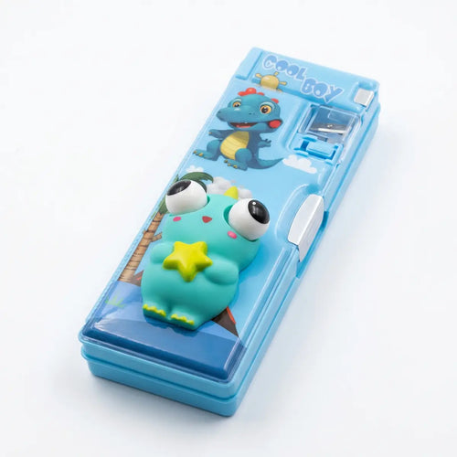 Dinosaur Kids Pencil Box with Sharpener Trending Accessories Sky Blue Onesize