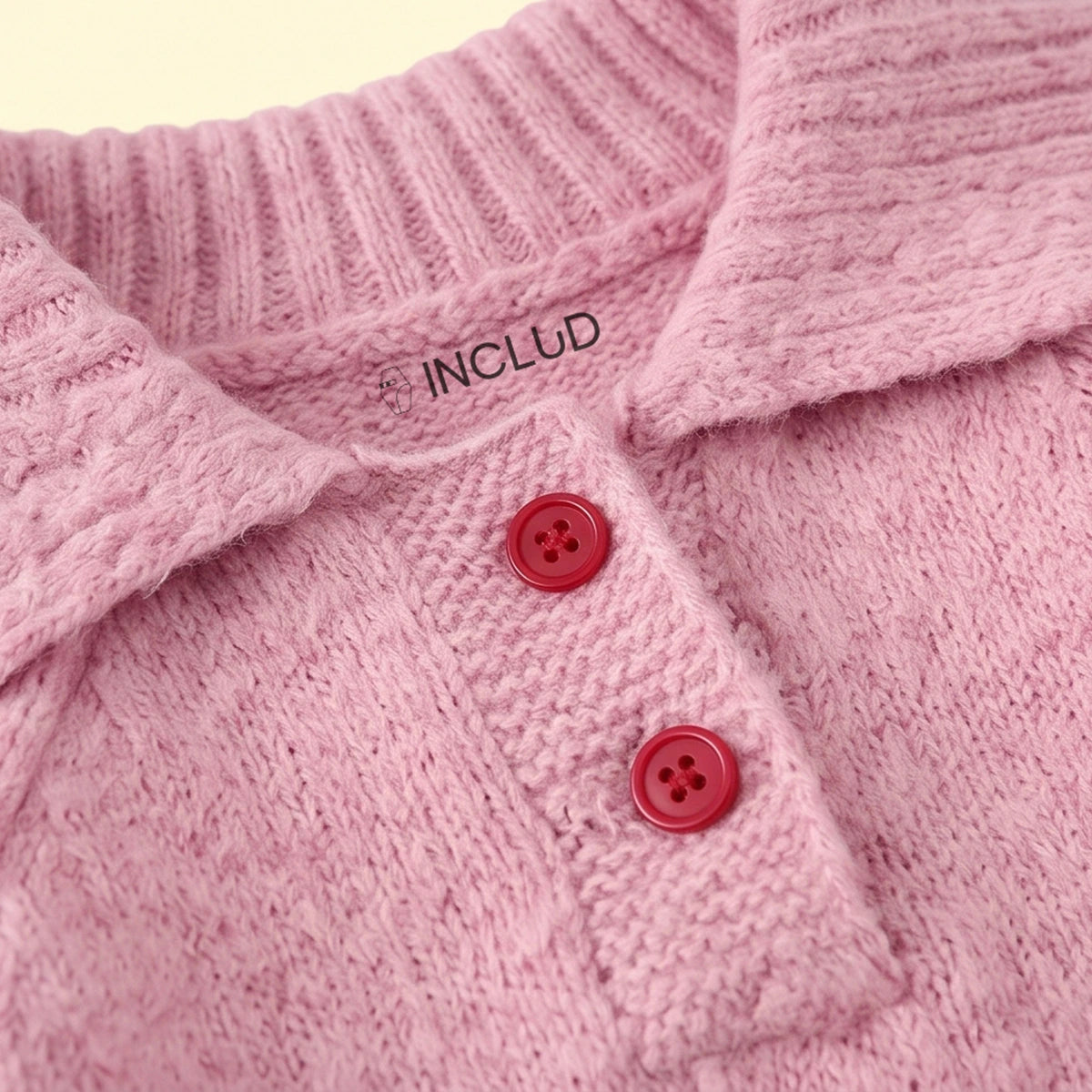 Girls Pink Jacquard Raglan Sleeve Polo Sweater Sweaters & Cardigans