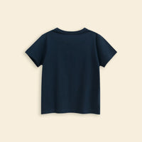 Boys Navy Blue Typographic Printed Short Sleeves T-Shirt Tshirts