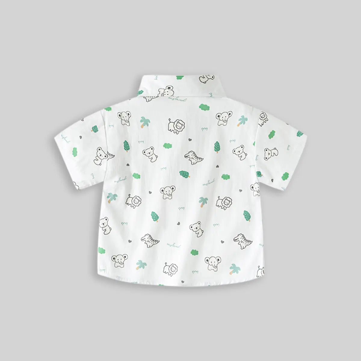 Boys White Animals Cartoon Printed Short Sleeves Shirt Shirts