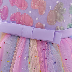 Girls Purple Heart Applique Fit & Flare Party Wear Dress Party Dresses
