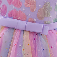 Girls Purple Heart Applique Fit & Flare Party Wear Dress Party Dresses