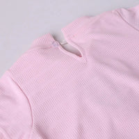 Girls Pink Embroidered Short Sleeve T-Shirt With Denim Shorts Sets 2 pc. Sets