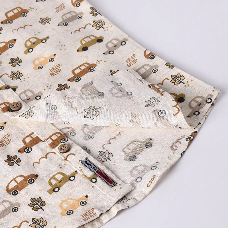 Boys Brown Tropical Print T-Shirt With Printed Shirt and Shorts Sets Sets