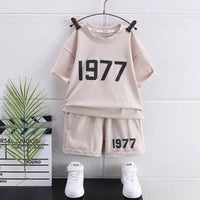 Boys Apricot Numeric Print Short Sleeve T-Shirt With Shorts Sets 2 pc. Sets Apricot 1-2 Y
